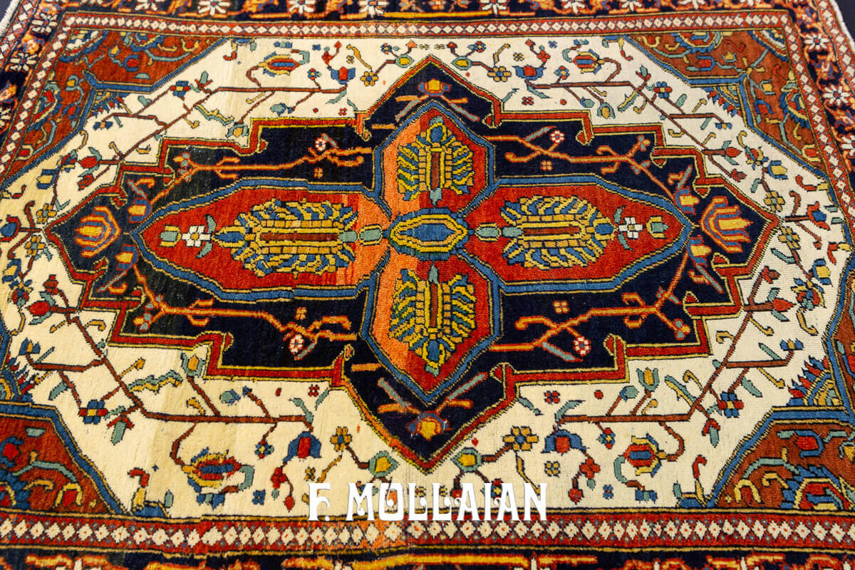 Small Hand-Knotted Kashan Mohtasham Antique Rug n°:50899857